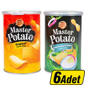 Master Potato Ekşi Krema ve Soğan Çeşnili Cips 60 g x 3 Adet + Patates Cipsi Orijinal 60 g x 3 Adet