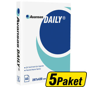 Avansas Daily A3 Fotokopi Kağıdı 80 g (500 Sayfa) x 5 Paket
