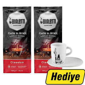 Bialetti Classico (Roma) Çekirdek Kahve 1000 g x 2 Paket + Porselen Mug Hediye