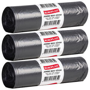 Koroplast Ekonomik Sanayi Çöp 80 cm x 110 cm Torbası Jumbo Boy Siyah 10'lu Paket - 3 Al 2 Öde