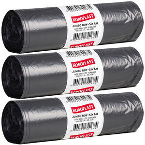 Koroplast Ağır Sanayi Çöp Torbası Jumbo Boy 80 cm x 110 cm Siyah 10'lu x 3 Paket - 3 Al 2 Öde