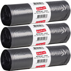 Koroplast Çöp Torbası Endüstriyel Jumbo Boy 80 cm x 110 cm Siyah 10'lu Paket - 3 Al 2 Öde