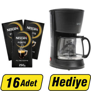 Nescafe Forte Filtre Kahve 250 g x 16 Paket Alımında Sinbo Scm-2938 Filtre Kahve Makinesi Hediye