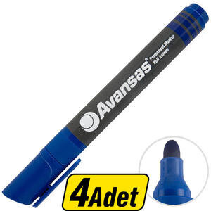 Avansas 907 Permanent Marker Koli Kalemi Yuvarlak Uçlu Mavi x 4 Adet Çok Al Az Öde
