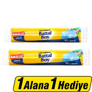 Koroplast Çöp Torbası Battal Boy 72 cm x 95 cm Mavi 10'lu Paket 1 Alana 1 Hediye