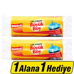 Koroplast Çöp Torbası Büyük Boy 65 cm x 80 cm Mavi 10'u Paket 1 Alana 1 Hediye
