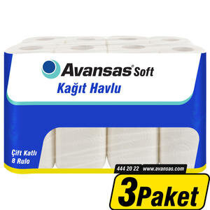 Avansas Soft Kağıt Havlu 8'li x 3 Paket Koliyle Al Kazan