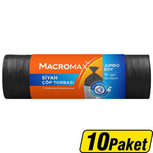Macromax Çöp Torbası Jumbo Boy 80 cm x 110 cm Siyah 10'lu x 10 Paket - Çok Al Az Öde
