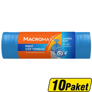 Macromax Çöp Torbası Jumbo Boy 80 cm x 110 cm Mavi 10'lu x 10 Paket - Çok Al Az Öde