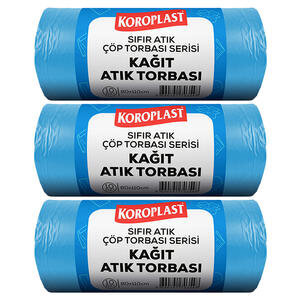 Koroplast Kağıt Atık Çöp Torbası Jumbo Boy 80 cm x 110 cm Mavi 10'lu Paket - 3 Al 2 Öde