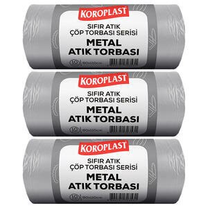 Koroplast Metal Atık Çöp Torbası Jumbo Boy 80 cm x 110 cm Açık Gri 10'lu Paket - 3 Al 2 Öde
