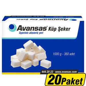 Avansas Küp Şeker 360'lı 1 kg 20 Paket (1 Koli) Çok Al Az Öde