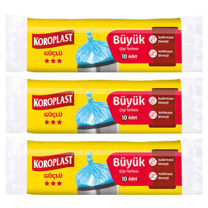 Koroplast Çöp Torbası Büyük Boy 65 cm x 80 cm Mavi 10 x 3 Paket - 3 Al 2 Öde