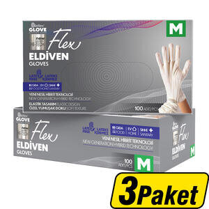 Flex Tpe Hibrit Eldiven Medium Beyaz 100 x 3 Paket - Çok Al Az Öde
