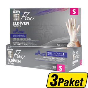 Flex Tpe Hibrit Eldiven Small Beyaz 100 x 3 Paket - Çok Al Az Öde