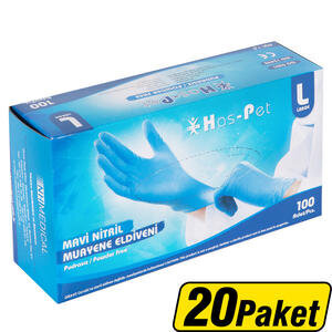Has-pet Nitril Eldiven Mavi L 100'lü x 20 Paket - 1 Koli - Çok Al Az Öde