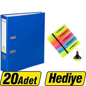 Avansas Eco Plastik Klasör Geniş A4 Mavi x 20 Adet Alımında Edding 344 Renkli Fosforlu Kalem 5 Renk Hediye