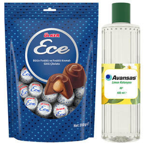 Ülker Ece İkramlık Çikolata Fındıklı 350 g + Avansas Limon Kolonyası 400 ml