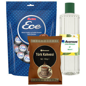 Avansas Türk Kahvesi 100 g + Avansas Limon Kolonyası 400 ml + Ece İkramlık Çikolata Fındıklı 350 g