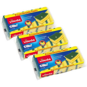 Vileda Yeşil Oluklu Sünger 5'li x 3 Paket - 3 Al 2 Öde