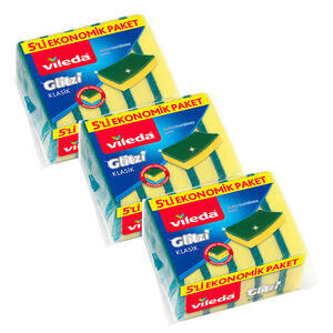 Vileda Yeşil Düz Sünger 5'li x 3 Paket - Çok Al Az Öde
