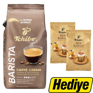 Tchibo Barista Edition Caffè Crema Çekirdek Kahve 1000 g Alımında Türk Kahvesi 100 g x 2 Paket Hediye