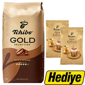 Tchibo Gold Selection Çekirdek Kahve 1000 g Alımında Tchibo Türk Kahvesi 100 g x 2 Paket Hediye