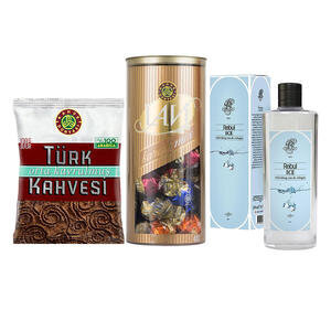 Kahve Dünyası Orta Kavrulmuş Türk Kahvesi 100 g + Lavi Dolgulu Çikolata 400 g + Rebul Ice Kolonya 250 ml