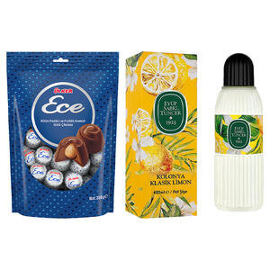 Ülker Ece İkramlık Çikolata Fındıklı 350 g + Eyüp Sabri Tuncer Limon Kolonyası Pet Şişe 400 ml