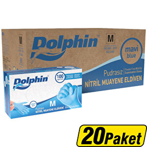 Dolphin Nitril Eldiven Medium Mavi 100'lü x 20 Paket - Koliyle Al
