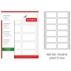 Tanex Tn-0018 Sürekli Form Etiketi 35 mm x 77 mm