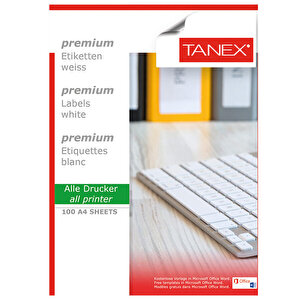 Tanex Tw-2035 Beyaz Etiket 52.5 mm x 33 mm