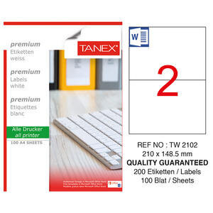 Tanex Tw-2102 Beyaz Sevkiyat ve Lojistik Etiketi 210 mm x 148.5 mm
