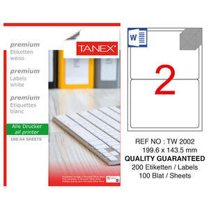 Tanex Tw-2002 Beyaz Sevkiyat ve Lojistik Etiketi 199.6 mm x 143.5 mm