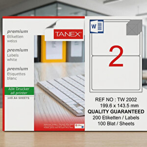 Tanex Tw-2002 Beyaz Sevkiyat ve Lojistik Etiketi 199.6 mm x 143.5