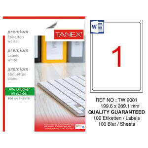 Tanex Tw-2001 Beyaz Etiket 199.6 mm x 289.1 mm
