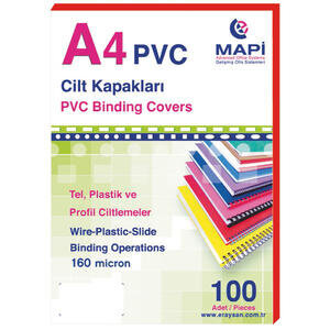 Mapi Cilt Kapağı Pvc 160 Mikron Kırmızı A4 100’lü Paket