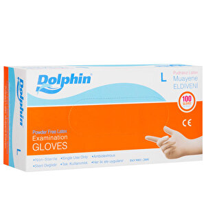 Dolphin Latex Muayene Eldiveni Pudrasız Large 100'lü Paket buyuk 1