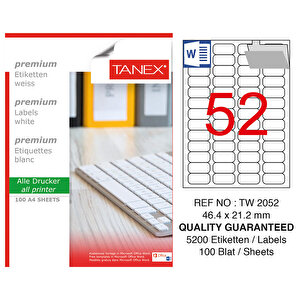 Tanex Tw-2052 Beyaz Etiket 46.4 mm x 21.1 mm buyuk 1