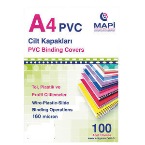 Mapi Cilt Kapağı Pvc 160 Mikron Şeffaf A4 100’lü Paket