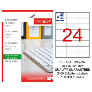 Tanex Tw-2037 Beyaz Adres ve Posta Etiketi 70 mm x 37.125 mm buyuk 1
