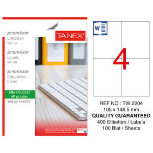 Tanex Tw-2204 Beyaz Sevkiyat ve Lojistik Etiketi 105 mm x 148.5 mm