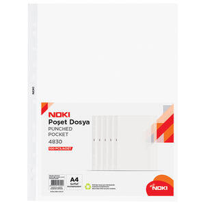 Noki Eko Şeffaf Poşet Dosya Delikli A4 100'lü Paket