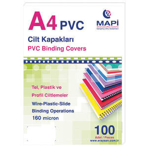 Mapi Cilt Kapağı Pvc 160 Mikron Beyaz A4 100’lü Paket
