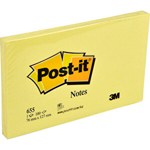 Post-it 655 Yapışkanlı Not Kağıdı 76 mm x 127 mm Sarı 100 Yaprak buyuk 1