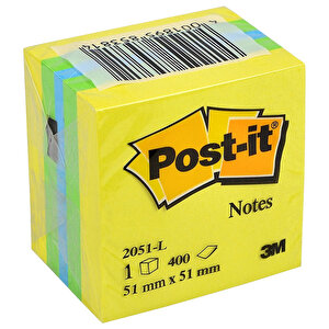 3M Post-it 2051L Yapışkanlı Not Kağıdı Mini Küp 51 mm x 51 mm Sarı Tonları 400 Yaprak buyuk 1
