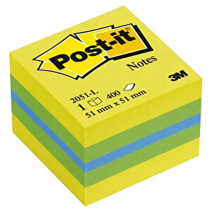 3M Post-it 2051L Yapışkanlı Not Kağıdı Mini Küp 51 mm x 51 mm Sarı Tonları 400 Yaprak buyuk 2