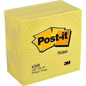 3M Post-it 636B Yapışkanlı Not Kağıdı 76 mm x 76 mm Sarı 450 Yaprak buyuk 1