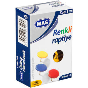 Mas 310 Raptiye Pvc Kaplı Karışık Renkli 30'lu Kutu