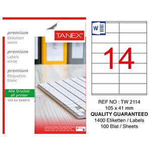 Tanex Tw-2114 Beyaz Adresleme ve Postalama Etiketi 105 mm x 41 mm buyuk 1